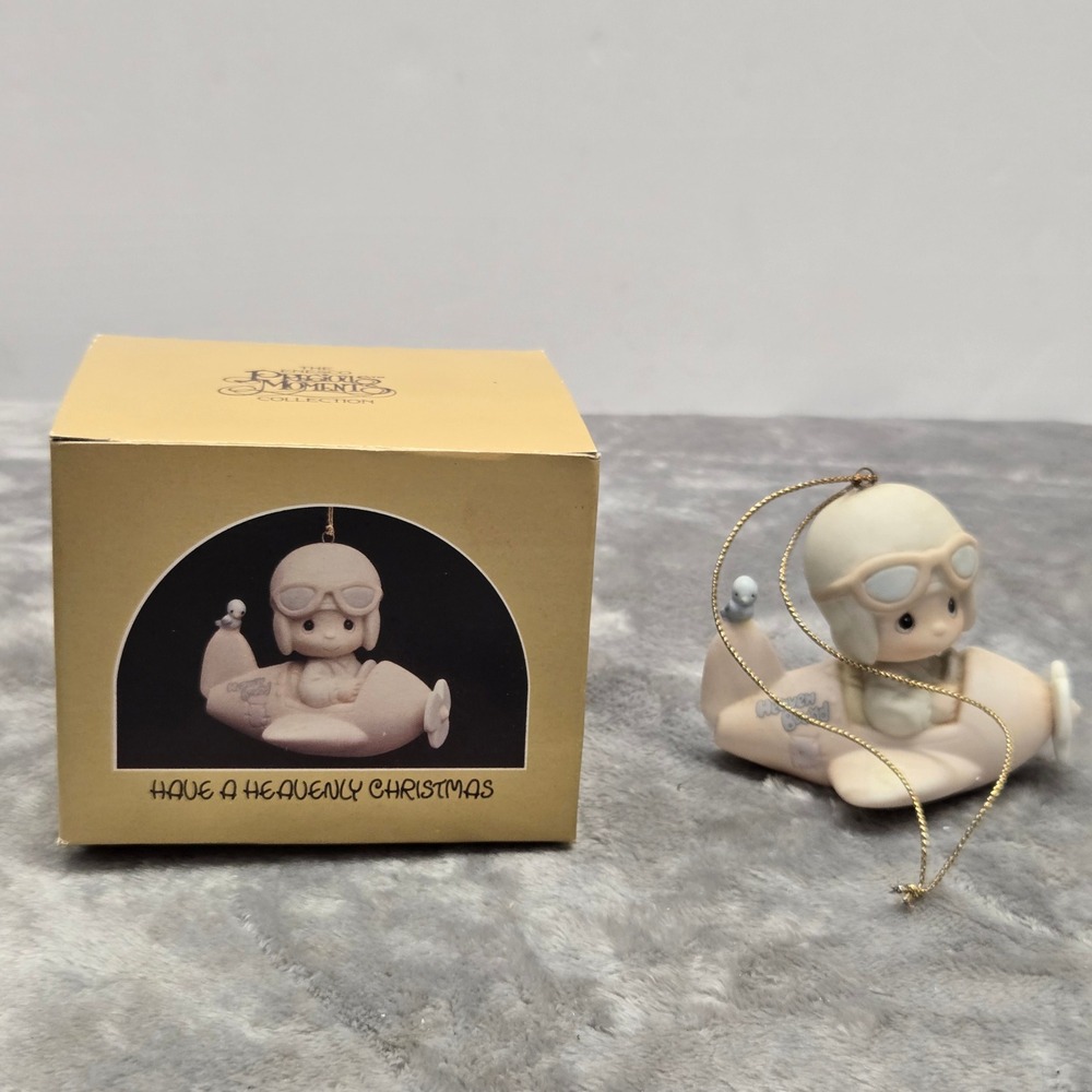 Precious Moments Heaven Bound Airplane Pilot Christmas Ornament with Box
